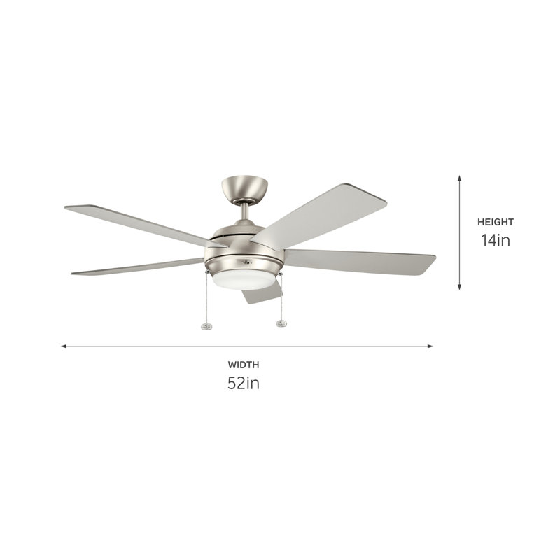 Starkk 52'' Ceiling Fan with LED Lights, Brushed Nickel with Silver Blades