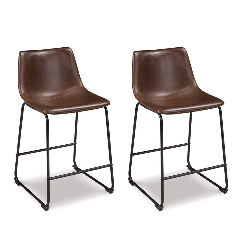 Ashtin Upholstered Counter Stool with Metal Frame, Brown, Counter Stool (23.75” Seat Height)