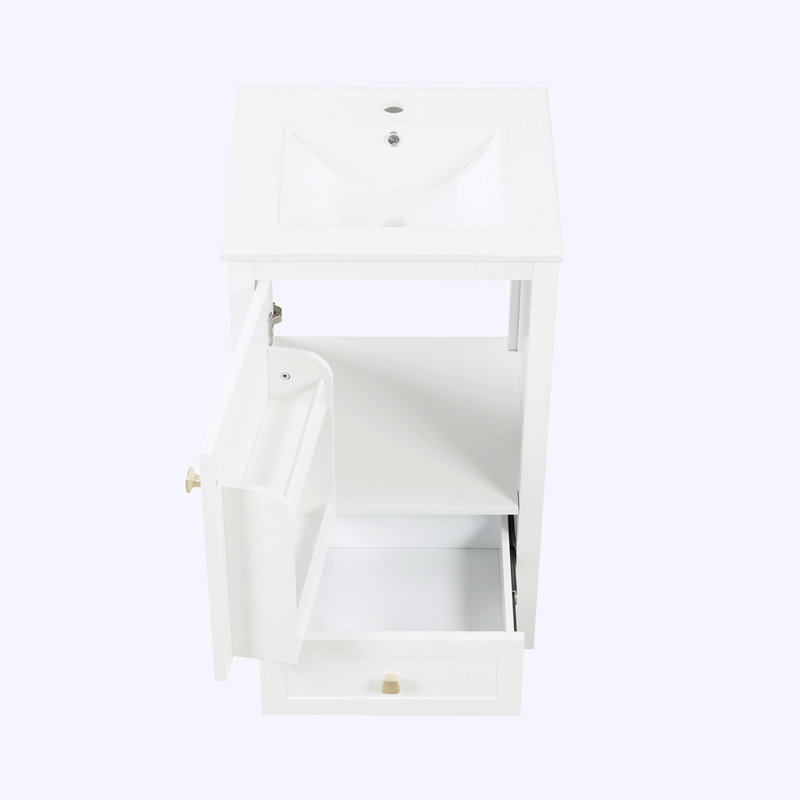Meuble-lavabo de salle de bain avec lavabo, porte à fermeture douce, support de rangement