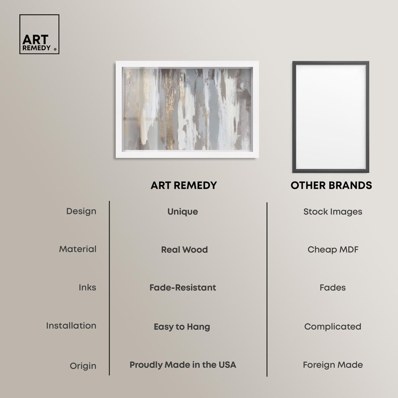«Flooding Gold II Shadowbox», art mural Boho par Art Remedy, H 17 po x l 25 po, Blanc