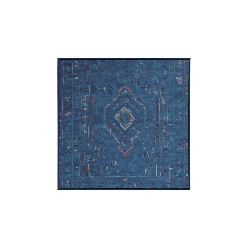 Machine Washable Gray Area Rug, Square 3'