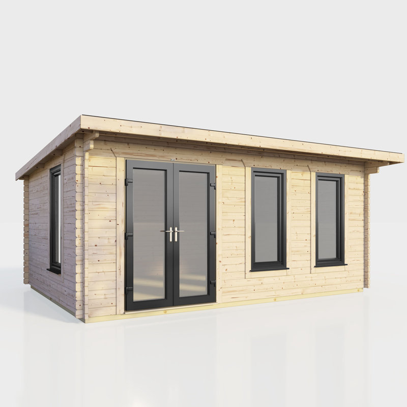 Powersheds 18 x 10ft Pent Log Cabin, Doors to the Left - 44mm