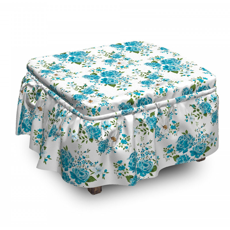 Housse pour repose-pieds à fleurs en cascade et roses