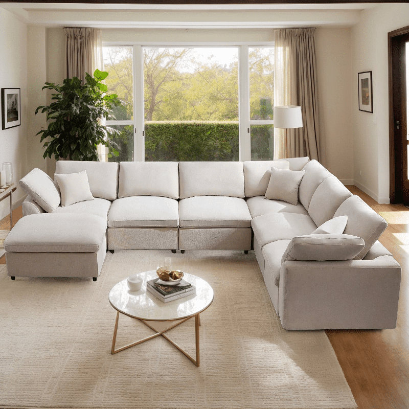 Latitude Run Oversized Modular Sectional Sofa, Shariff 7 Seat U Shaped Cloud Couch