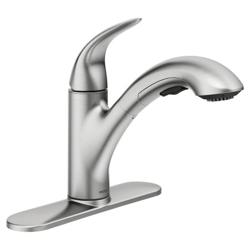Moen Medina Single Handle Deck-mount Pull-out Kitchen Faucet with Sprayer ( Deck Plate Included ), Stainless Steel