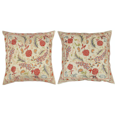 ENSEMBLE DE 2 - Housses de coussin 100% soie 20 po x 20 po. Coussins brodés. Coussins décoratifs faits à la main. Coussins traditionnels