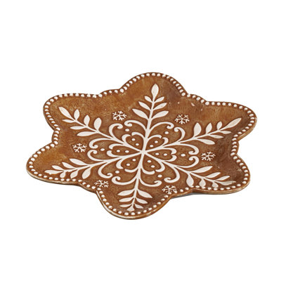 Snowflake Shaped Gingerbread Embossed Ceramic Salad Plate