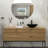 Bathroom Artistic Tempered Glass Vessel Bathroom Sink With Faucet And Pop-Up Drain, Matte Black