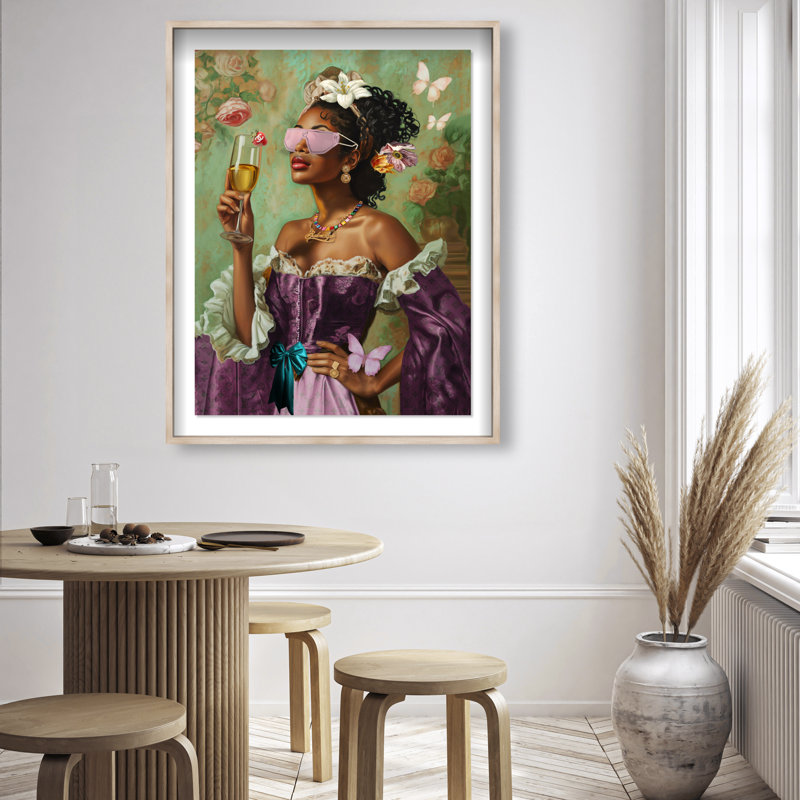 French Queen Elle Canvas Fashion Print by Oliver Gal, 46.5"H x 37.5"W, Natural Oak Frame