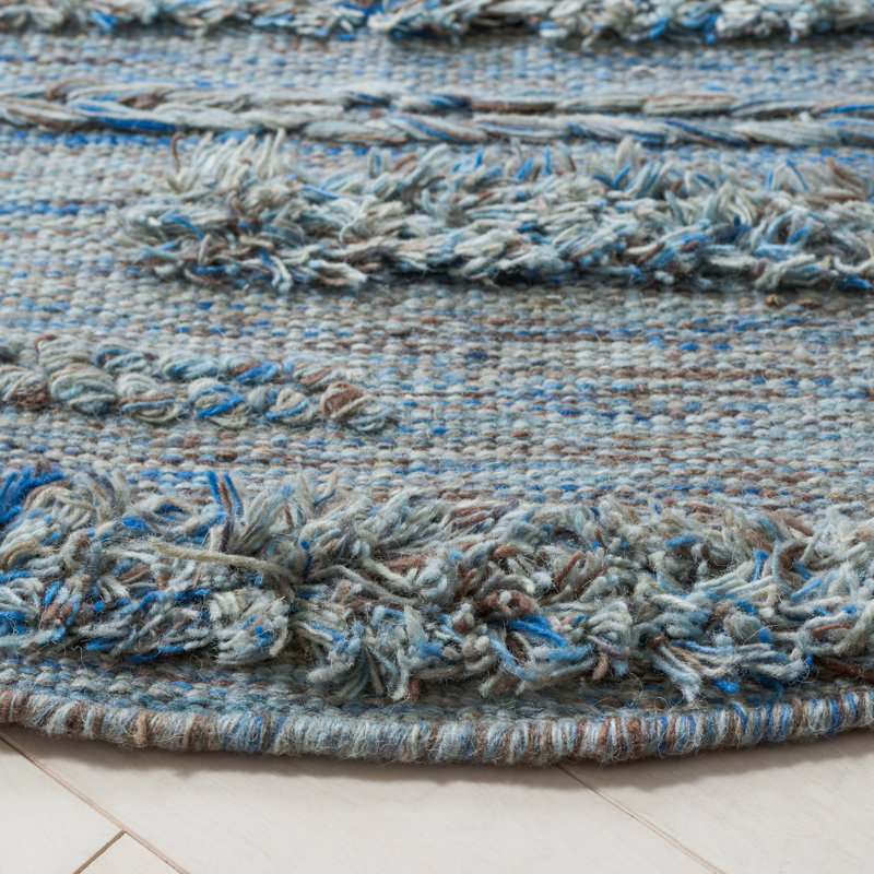 Tapis gris / bleu tissé à plat à la main Hartzler, Tapis de couloir 2 pi 3 po x 9 pi