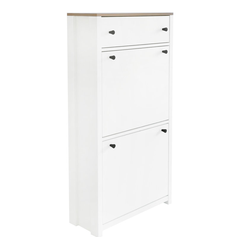 Armoire à chaussures moderne avec rangement supplémentaire et intérieur blanc, Blanc