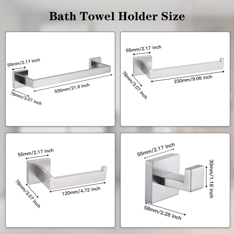 Ensemble de quincaillerie de salle de bain 4 pièces, Nickel brossé