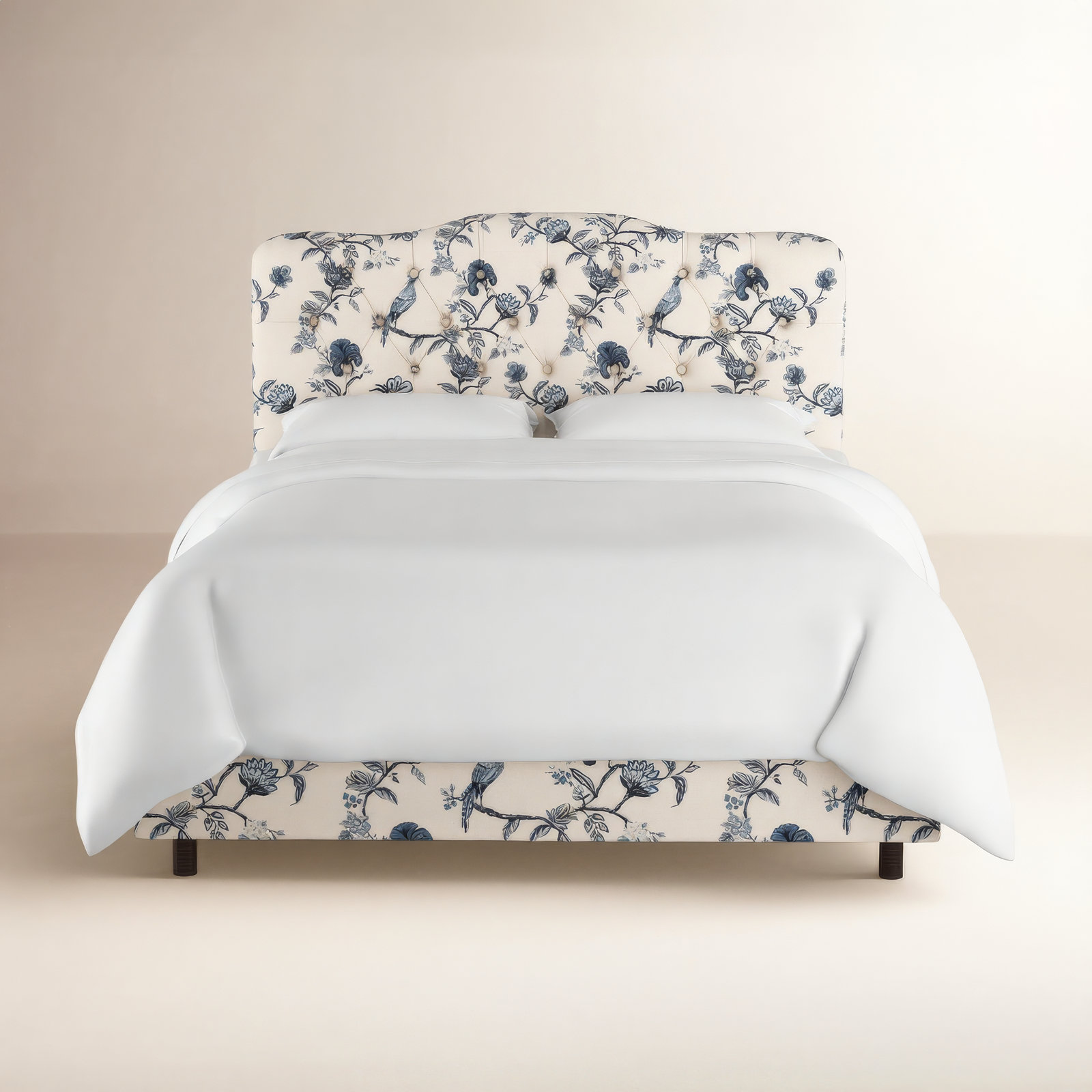 Rodan Cotton Upholstered Bed, Queen, Shaana Indigo