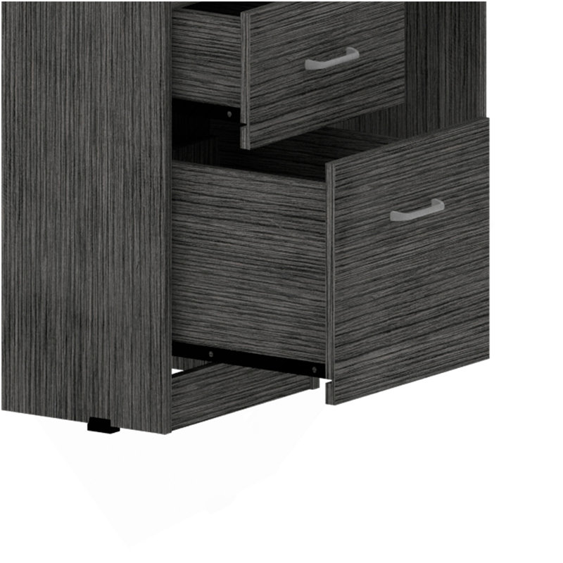 Raleigh L-Shaped Desk, Two Drawers, One Shelf, CPU Storage, Gray