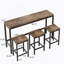 Ensemble de table de salle à manger long avec 3 tabourets, facile à assembler