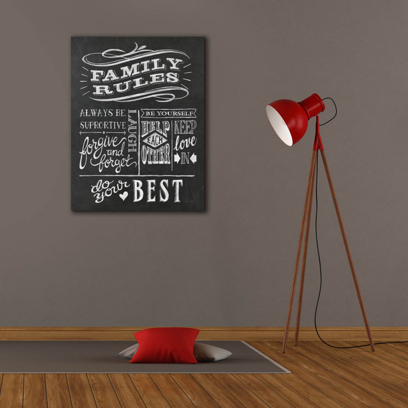 «Family Rules 1 V2» par Mary Urban, art mural sur toile, H 34 po x l 26 po x P 1,5 po