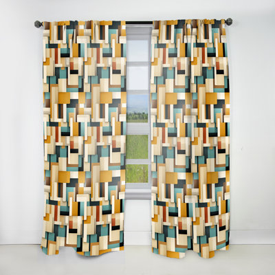 Blocs de chaîne abstraits taupe abstraits - rideau en velours moderne - obscurcissant - 1 panneau