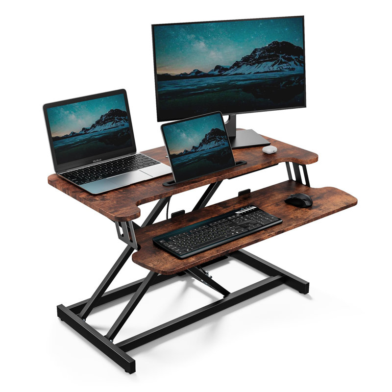 Adjustable Standing Desk Converter, Black, Black