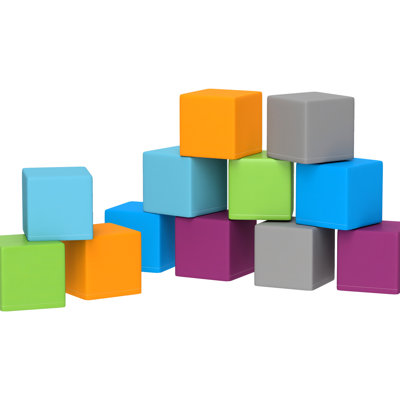 12 Piece Educational Foam Building Blocks For Preschoolers, Multicolor, 7.75"X7.75"X7.75", 12-36 Months, Pu Covered, Learning Play ' Stacking Blocks, Preschool Fun