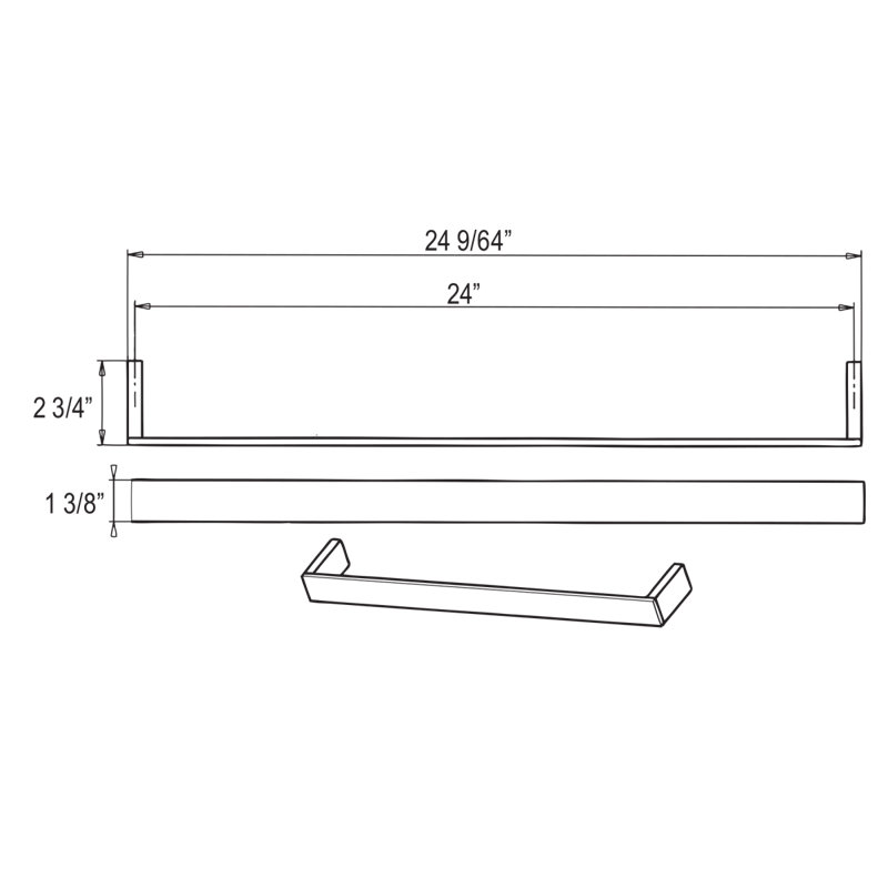Quartile 24" Towel Bar, Polished Nickel