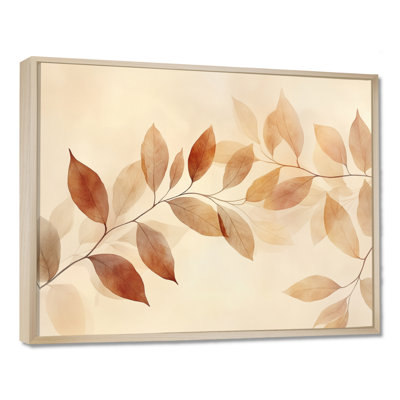 Art mural feuilles de sauge, décor botanique d'automne, aquarelle brune de feuilles d'automne sauge