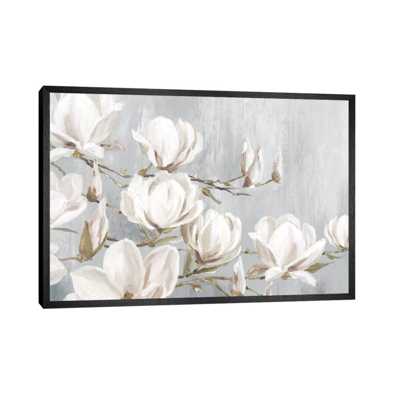 White Magnolia by Eva Watts - Wrapped Canvas Print, 152.5 cm H x 101.5 cm W, Black Framed