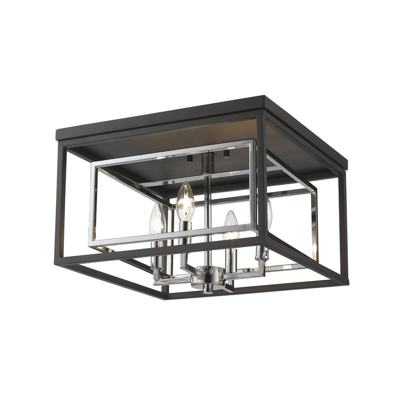 Goulart 4-Light Dimmable Flush Mount, Chrome/Matte Black