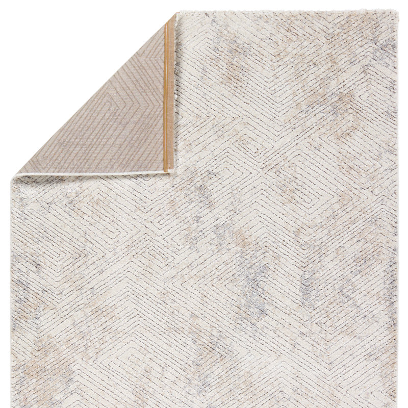 Rufta Geometric Ivory/Tan Area Rug (3'X10'), Runner 3' x 10'