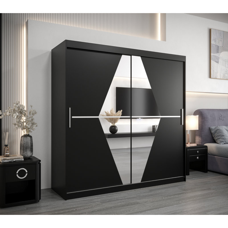 Aleksanteri 2 Door Manufactured Wood Wardrobe, Black Matt