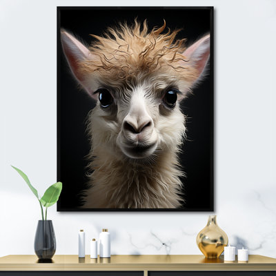 «Beige Back Funny Llama Portrait Vibrant» sur toile
