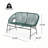 Patio Wicker Sofa With Iron Frame-1979498678
