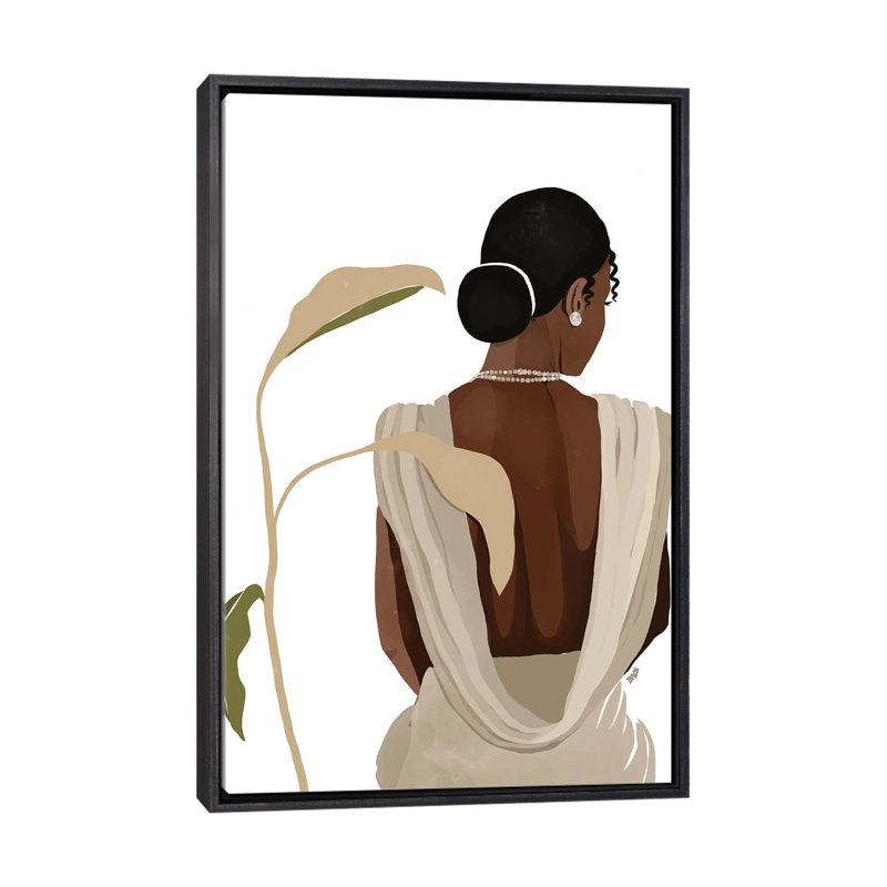 «Nora» par Bria Nicole - impression d'art graphique, Pas de tapis, H 48 po x l 32 po x P 1,5 po, Toile avec cadre noir patiné