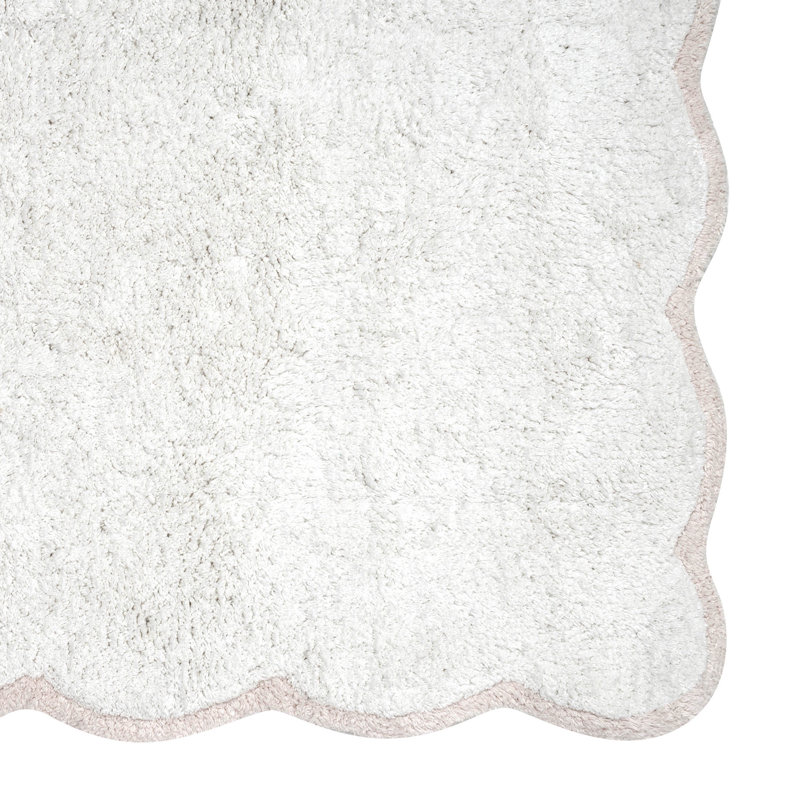 Ebern Designs Home Whitman Cotton Bath Rug, Single - 34" L x 21" W, White