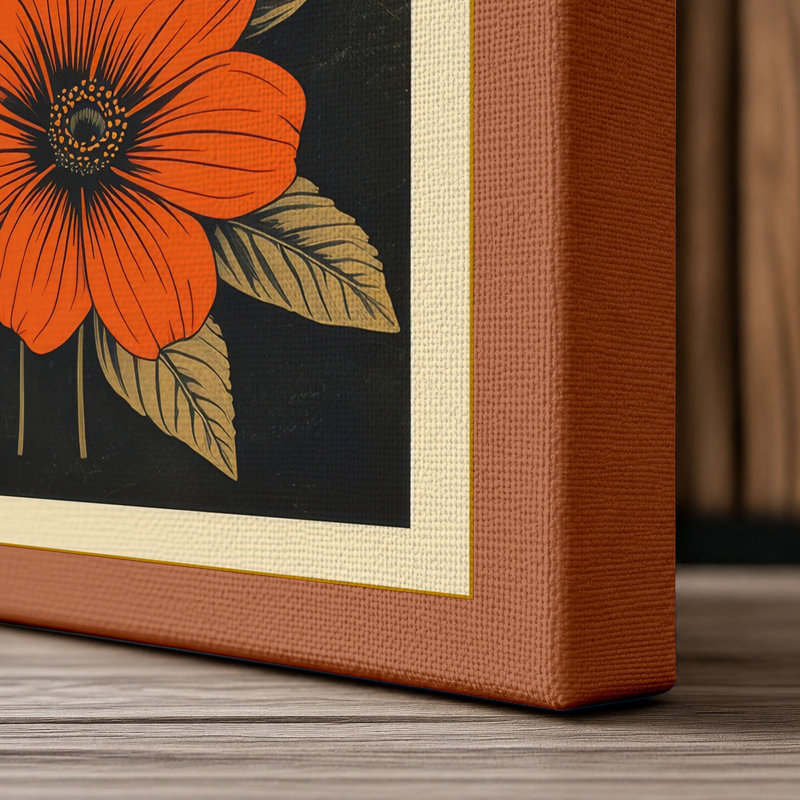 Blooms Botanical - Wrapped Canvas, 18x12 - 45.7 x 30.5 cm, Terracotta Border