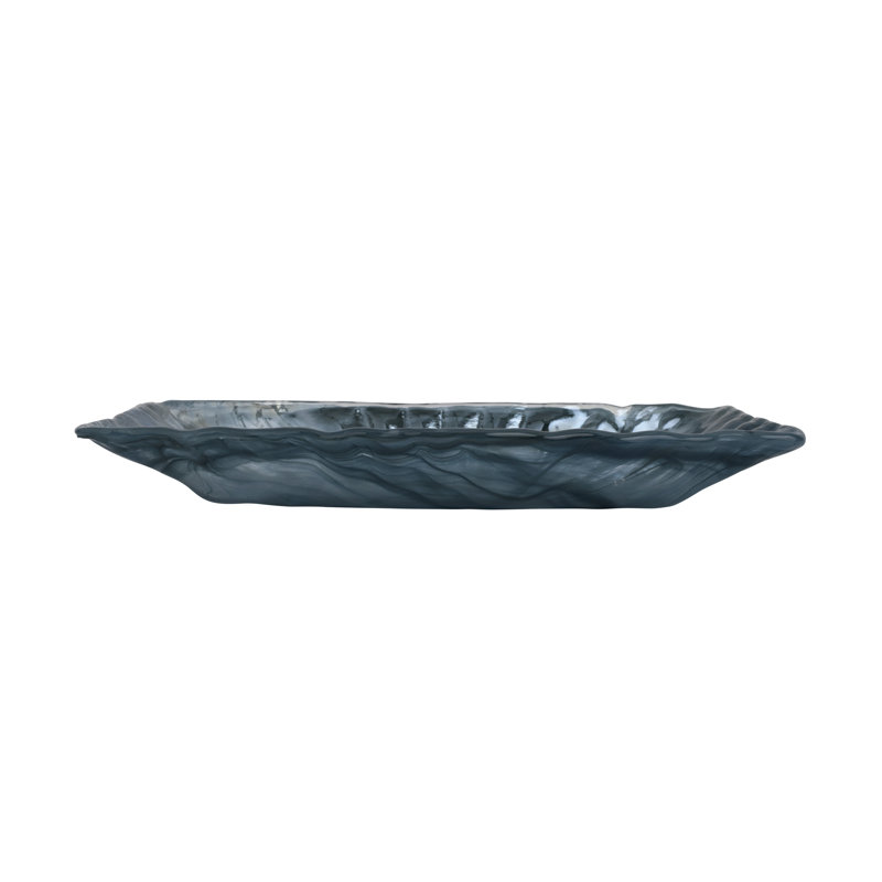 Onda Glass Gray Rectangular Tray