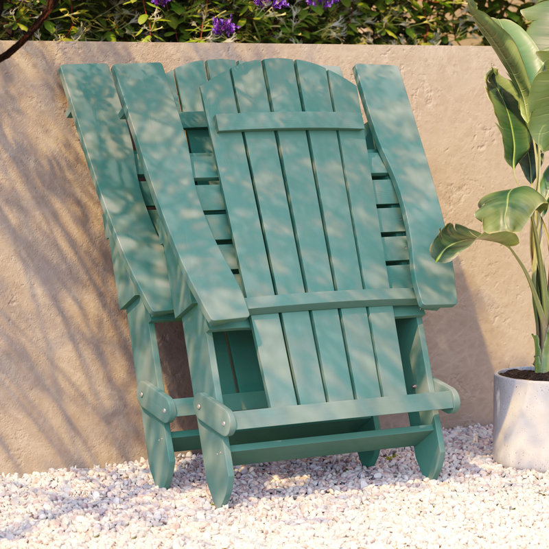 Balasi Contemporary Commercial Grade All-Weather Poly Resin Indoor/Outdoor Folding Adirondack Chair, Sea Foam