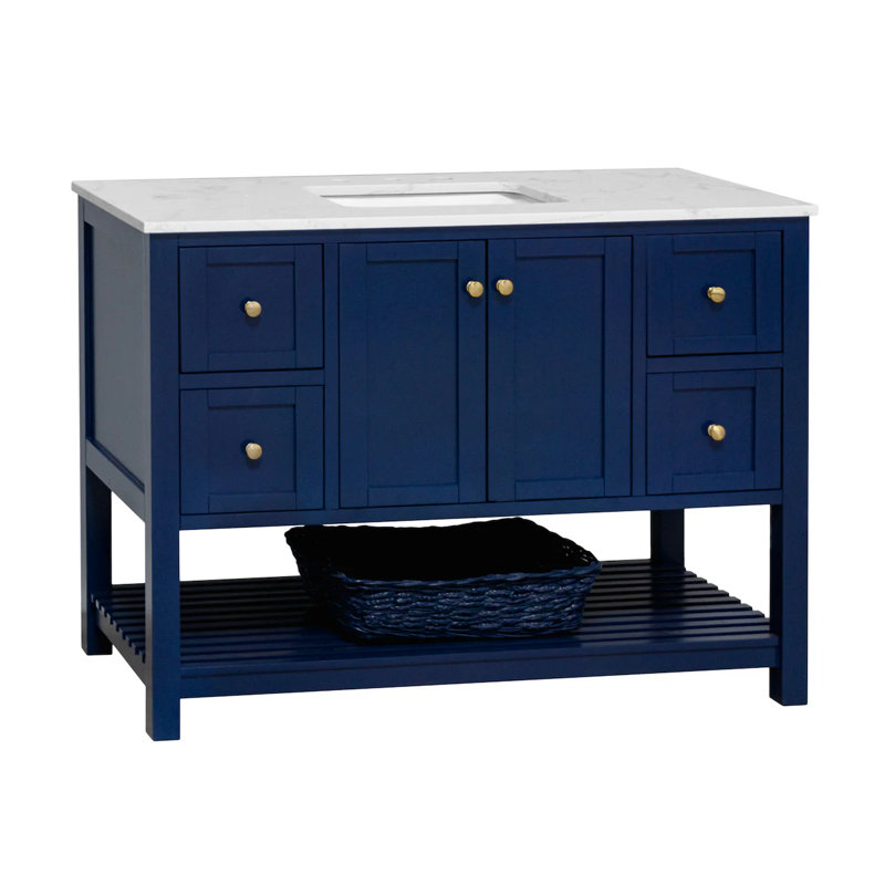 Ensemble de meuble-lavabo simple 48 po Binne, Carrara d'ingénierie, Bleu royal