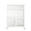 Armoire blanche avec tiroirs - Portes en verre, tablettes réglables pour portes de rangement cachées