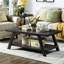 Table basse contemporaine en bois au fini gris anthracite avec tablettes de rangement et pieds larges en anthracite-1957406395-1957406393