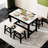 TREXM 5-Piece Modern Faux Marble Versatile Bar Table Set With Storage Drawers And Padded Stools-1285206522-1285206521-1285206520