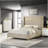 Beige Upholstered Queen Wingback Bed