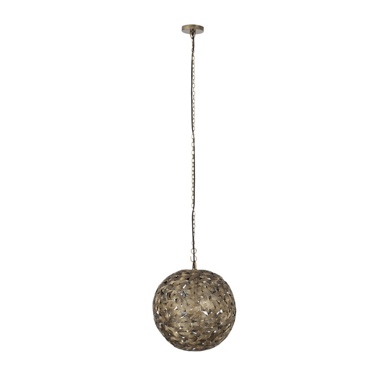 Kora 1 Light Antique Brass Pendant Light, 95" H x 15" W, Brown