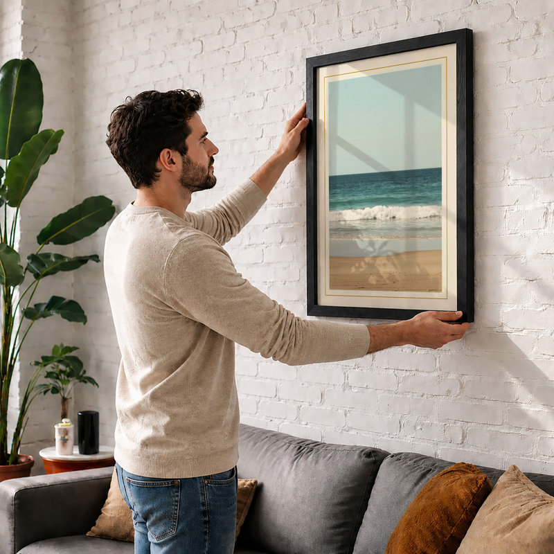 Calm Coastal - Framed Print, Walnut, A4 - 29.7 x 21.0 cm