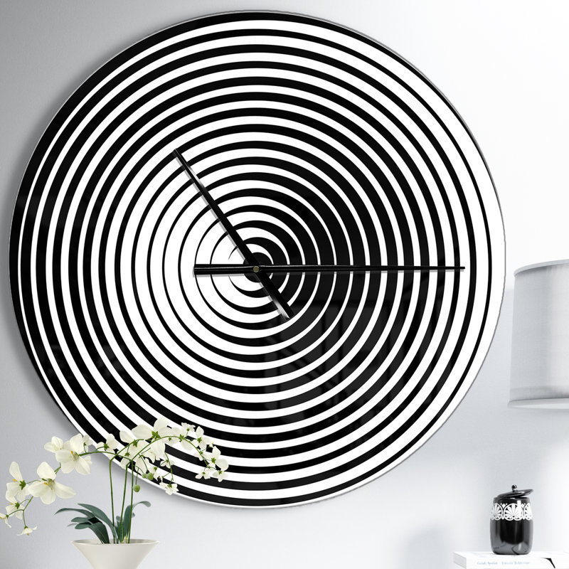 Illusion optique noire et blanche - Horloge murale moderne, Grand