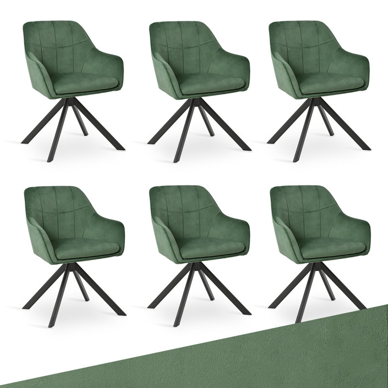 Modern Fabric Swivel Upholstered Dining Chair With Arm, Green Velvet