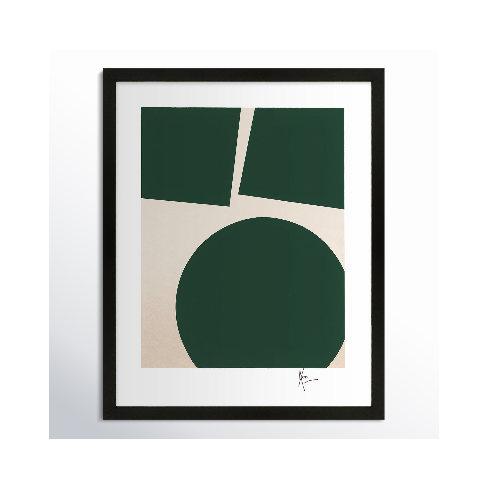You & Me In Green 1 by Lee Lessem, Black, 25" H x 17.5" W x 1.25" D