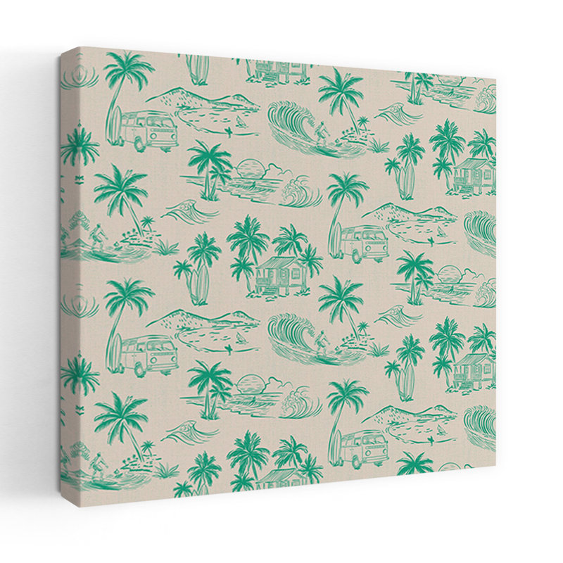 Art contemporain, art contemporain abstrait Palm Tree Beach Summer, H 48 po x l 48 po