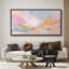 Doux pastel abstrait paysage coulant rêve moderne décoration murale pour le salon chambre à coucher encadrée toile chambre principale, reproduction d'art-126348465-126348466