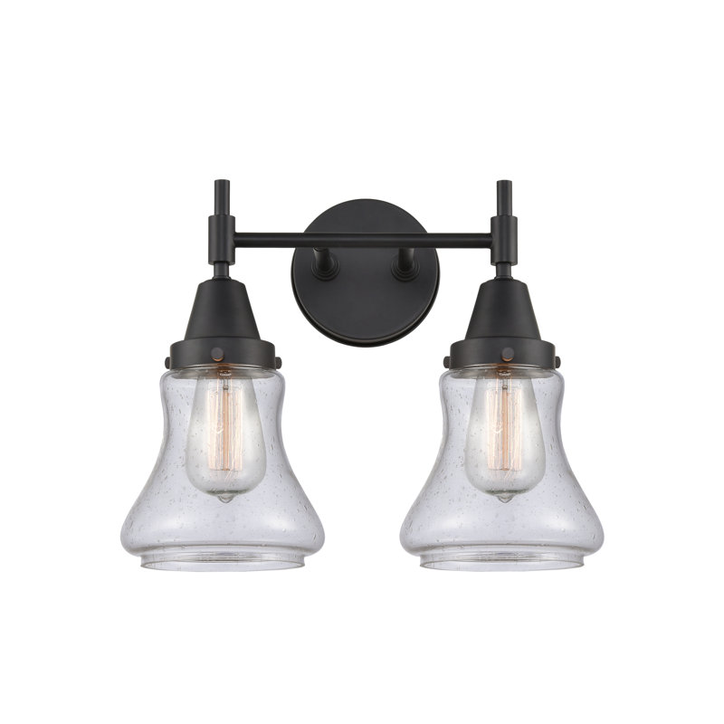 Éclairage pour meuble-lavabo à 2 lumières à intensité variable Gayle, Grainé, Ampoule DEL rétro 4 watts, Noir mat