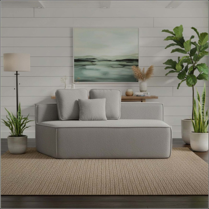 Canapé simple moderne en tissu Teddy, Gris